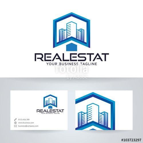 Gedung Logo - Real estate vector logo with business card template Stock image
