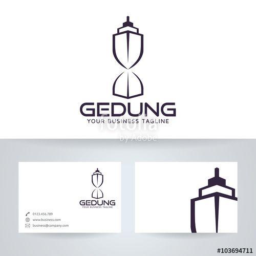 Gedung Logo - Gedung vector logo with business card template Stock image