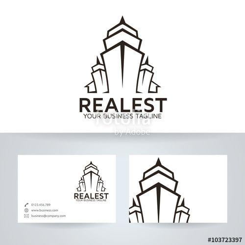 Gedung Logo - Real estate vector logo with business card template