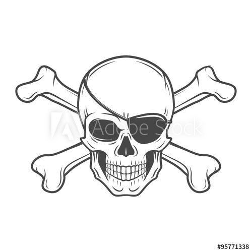 Crossbones Logo - Jolly Roger with eyepatch and crossbones logo template. Evil skull ...