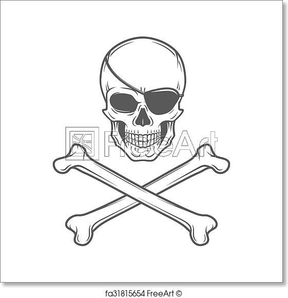 Crossbones Logo - Free art print of Jolly Roger with eyepatch and crossbones logo ...