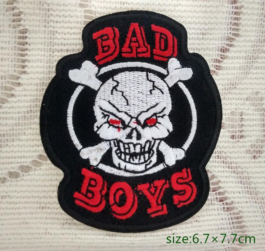 Crossbones Logo - Bad Boys Skull Crossbones Logo Motorcycle Biker Jacket Iron On