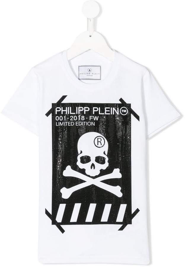 Crossbones Logo - Philipp Plein Junior Skull And Crossbones Logo T Shirt In 2018