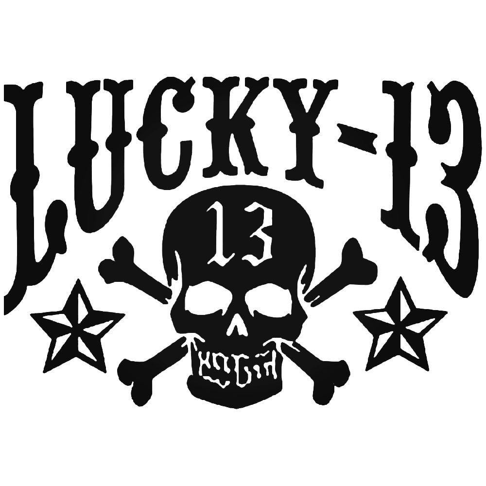 Crossbones Logo - Lucky 13 Skull Crossbones Logo Vinyl Decal Sticker