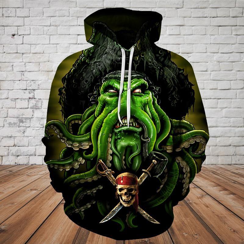 Squidface Logo - Skull 3D Hoodie - Squidface Pirate 0473 - OneStore