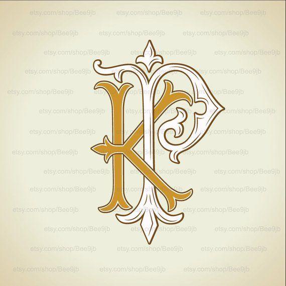 PK Logo - Wedding logo KP PK Monogram Vintage Wedding Clip Art | Etsy