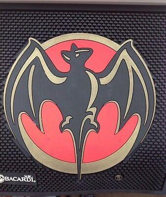 Red and Black Bat Logo - BACARDI BAR MAT Black Background Red Bat Logo Large Rubber Great ...