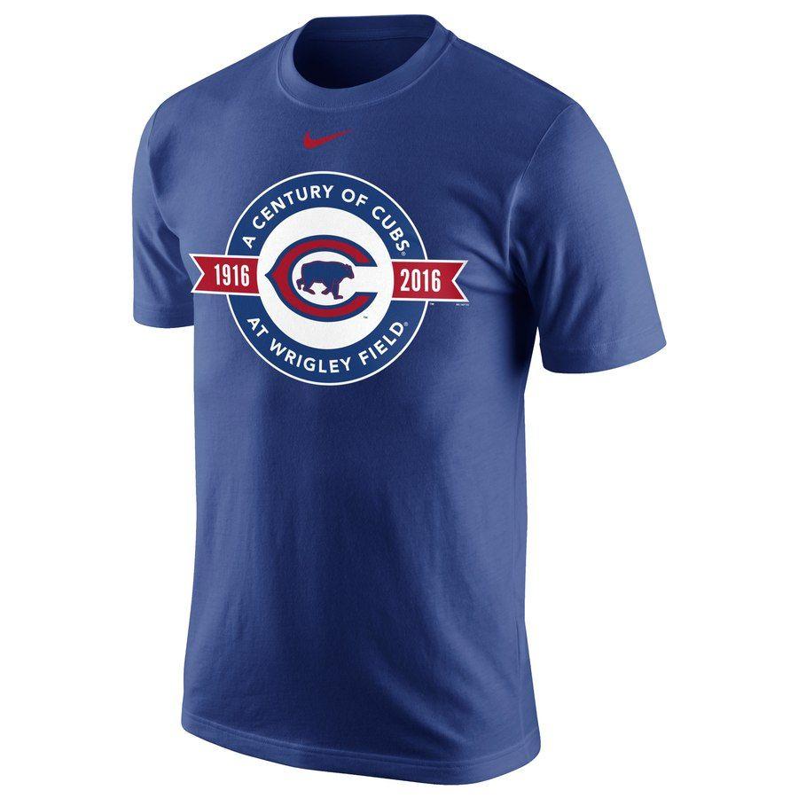 Wrigley Logo - Men's Chicago Cubs Nike Royal 100 Years at Wrigley Field Official