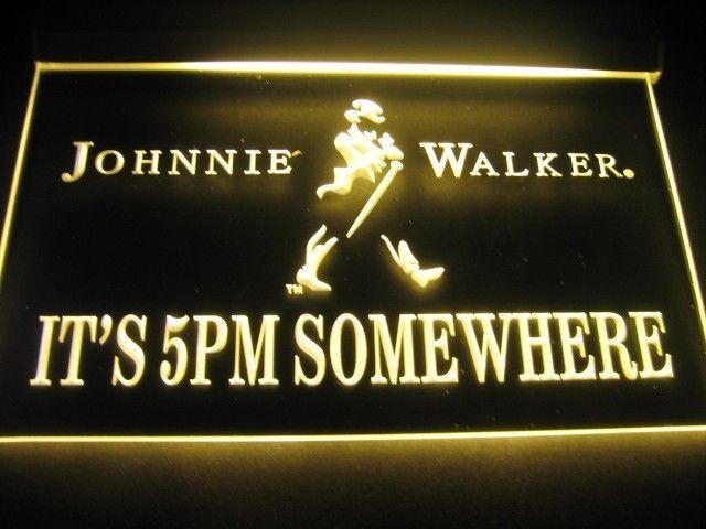 5Pm Logo - Johnnie Walker Its 5pm Somewhere Logo Neon Light Sign | coolers ...