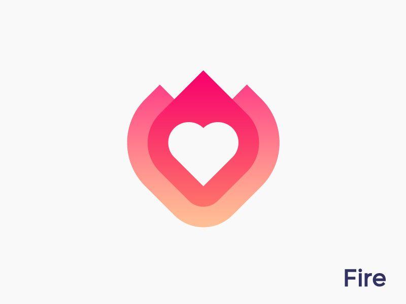 Dating Logo - Heart + fire logo concept for dating app 2 ( )