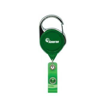 Ameren Logo - Carabiner Retractable Badge Holder Green with Ameren Logo