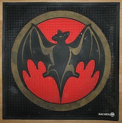 Bat with Red Background Logo - BACARDI BAR MAT Black Background Red Bat Logo Large Rubber Great ...