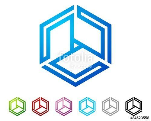 Hexagon with 3 Lines Logo - abstract hexagon line logo v.2