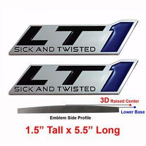 Lt1 Logo - 2) Chrome LT1 Emblems Fits GM Car Dash Fender Trunk - Sick and ...