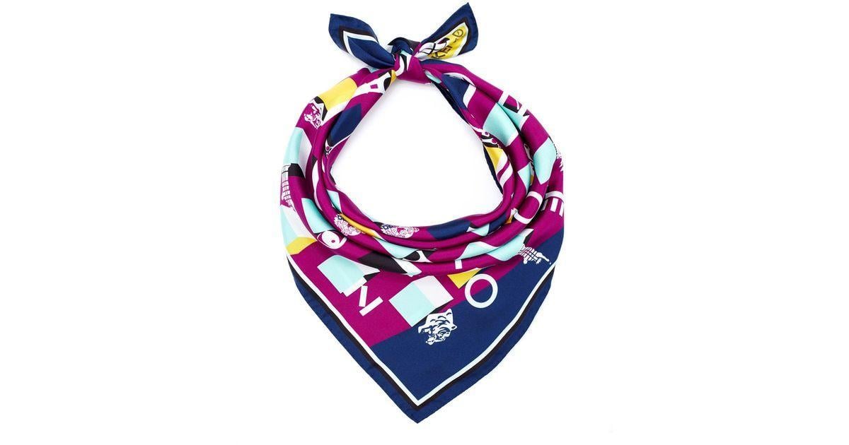 Scarf Logo - Lyst - KENZO Purple Logo Silk Scarf in Purple