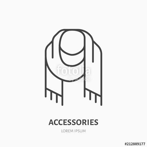 Scarf Logo - Scarf flat line icon. Cold weather apparel store sign. Thin linear ...