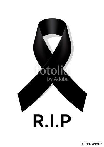 Mourning Logo - Black awareness ribbon on white background. Mourning symbol. RIP ...