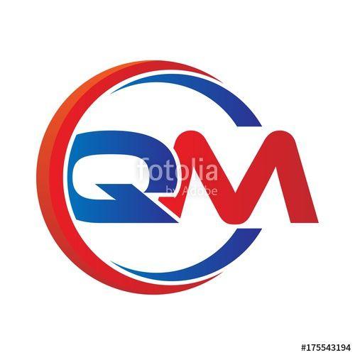 QM Logo - qm logo vector modern initial swoosh circle blue and red Stock