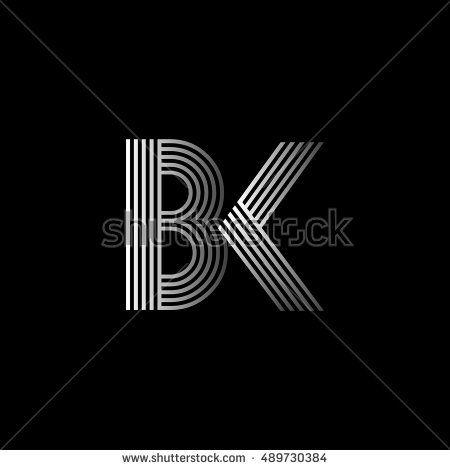 Black and White Letters Logo - Initial letter logo BK linked white colored, isolated in black ...
