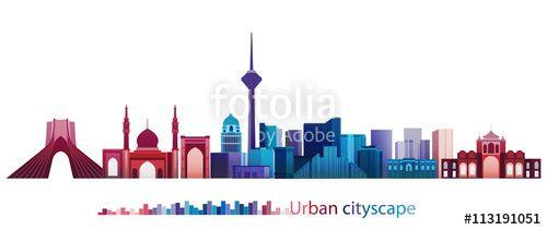 Tehran Logo - Colorful Building and City, Tehran cityscape, Abstract City scene of ...