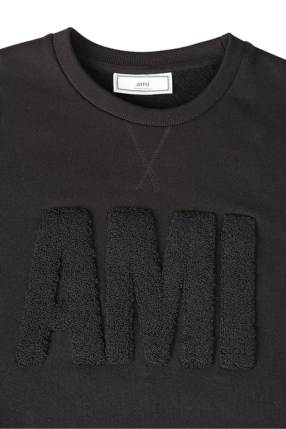 Tonal Logo - AMI Ami Tonal Logo Sweatshirt Black from Circle Fashion UK