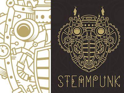 Steampunk Logo - Steampunk Design Process Illustrator + Free Vector by pixaroma ...