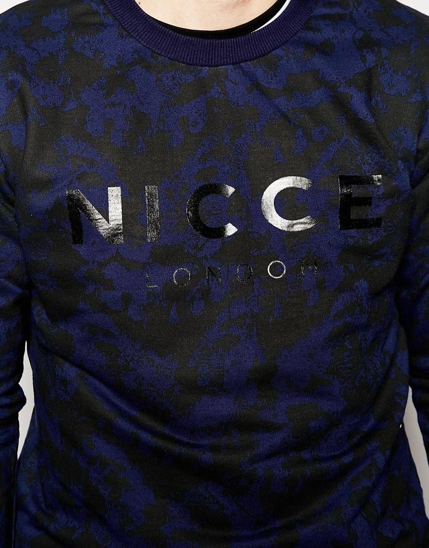 Tonal Logo - Nicce London Sweatshirt With Tonal Logo in Blue for Men - Lyst