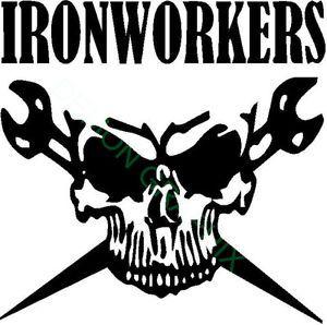 Ironworker Logo - Ironworker Skull vinyl decal/sticker 5x5 Ironworker rigger wrenches ...