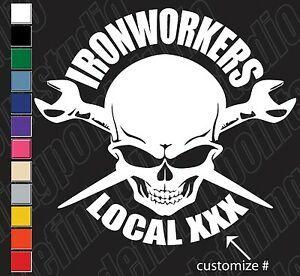 Ironworker Logo - UNION ironworkers skull spud wrench customizable vinyl decal sticker ...