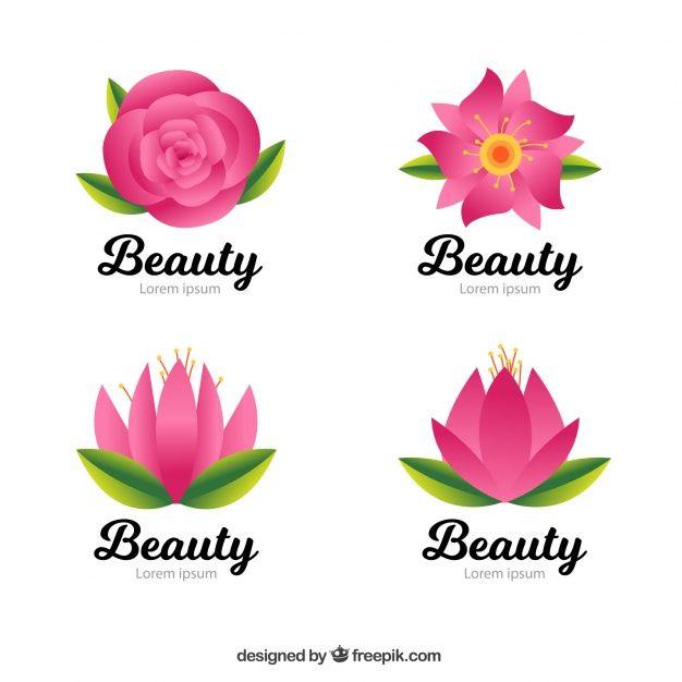 Pink Flower Logo - Pack of beauty logos with pink flowers | Stock Images Page | Everypixel