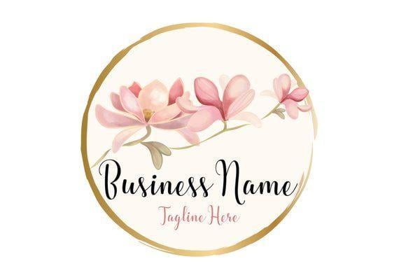 Pink Flower Logo - Photography logo Custom logo design magnolia flowers logo | Etsy
