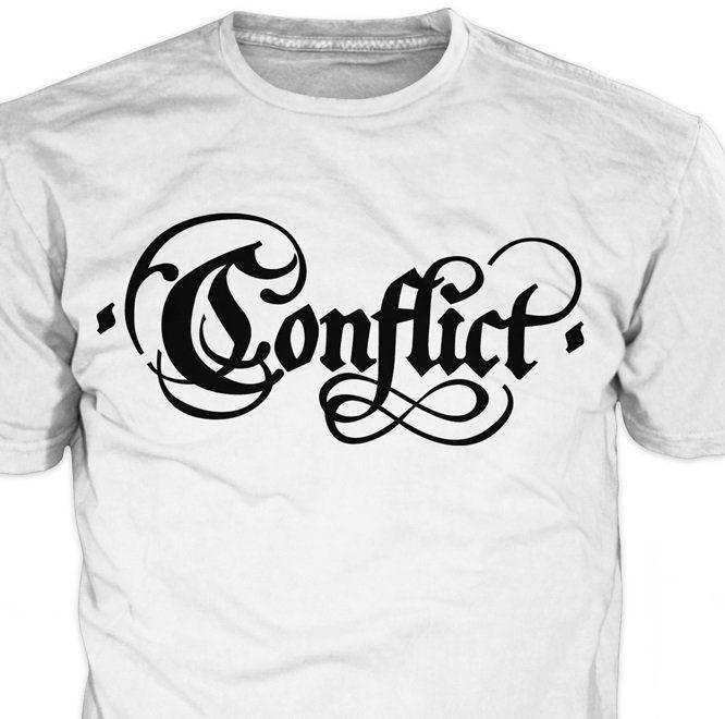 Conflict Logo - Mortarhate — CONFLICT 'Old Logo' White Shirt