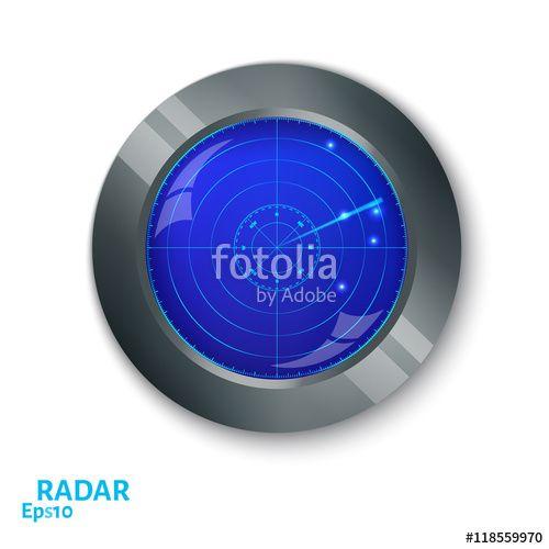 White AMD Blue Radar Logo - blue radar screen. Internet button on white background. EPS10 vec ...