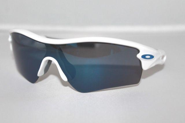 White AMD Blue Radar Logo - Authentic Oakley Radar Path Sunglasses Blue Ice Iridium Lens White ...