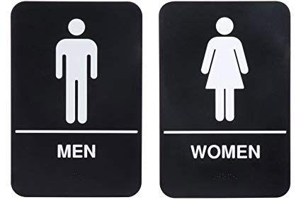 Toilet Logo - Amazon.com : Men & Women Restrooms Sign Set with Braille, Toilet