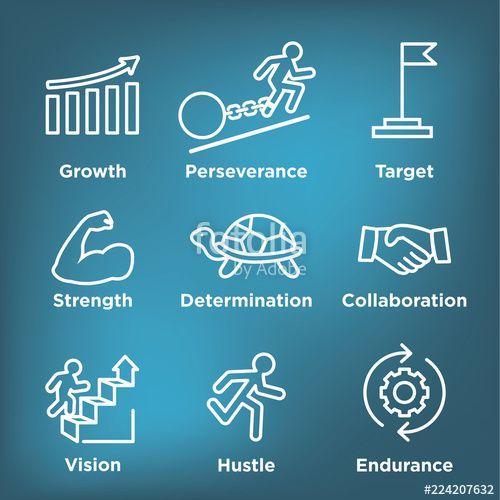 Persevering Logo - Persistence icon set with image of extreme motivation and drive set ...