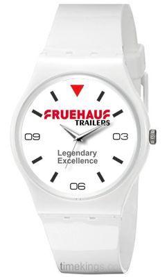 Fruehauf Logo - Fruehauf Trailer Logo Ladies White Silicone Watch