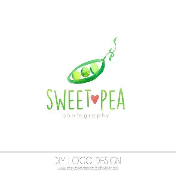 Peapod Logo - Sweet Peapod Logo Watercolor DIY Business Logo photography | Etsy