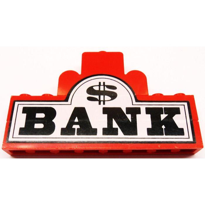 Red and White Bank Logo - LEGO Black 'BANK' and Dollar Sign on White Background Sticker over ...