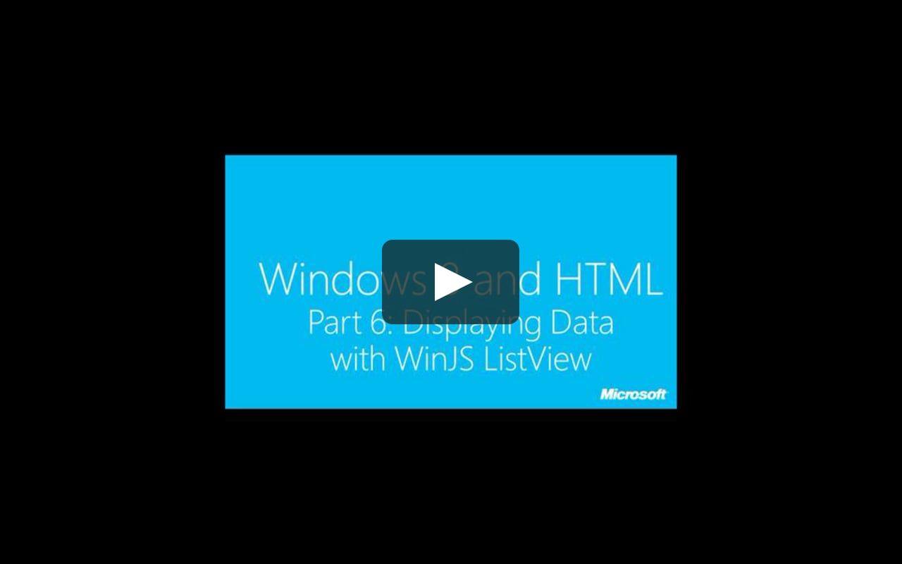 WinJS Logo - Windows 8 and HTML Part 6: Displaying Data with WinJS ListView on Vimeo