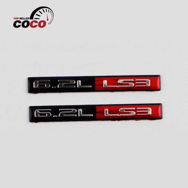 LS3 Logo - 2x Black Red Chrome 6.2L LS3 Metal Decal Chevy Trunk EMBLEM BADGE