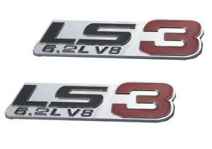 2X LS2 6.0L V8 Emblems Engine Badges For GM Chevy Chevrolet Silverado