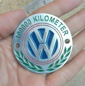 Kilometer Logo - Vintage VW Volkswagen 100000 Kilometer KM Dash Plague Grill Badge ...