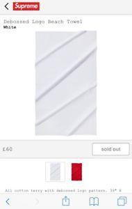 Debossed Logo - Supreme White Debossed Logo Beach Towel - Brand New DS SS18 ...
