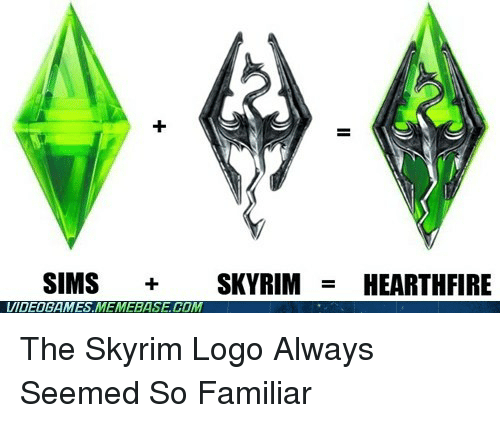 Sims Logo - SIMS + SKYRIM=HEARTHFIRE VIDEOCAMES MEMEBASE COM <p>The Skyrim Logo ...