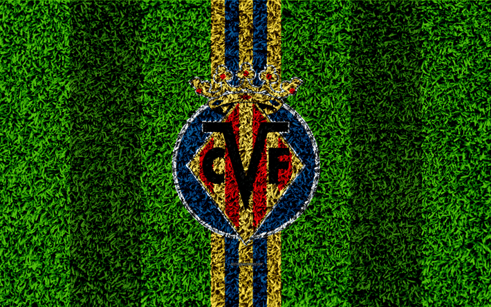 Villarreal Logo - Download wallpapers Villarreal CF, 4k, logo, football lawn, Spanish ...
