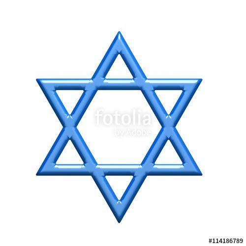 Judism Logo - Star of David, judaism symbol. 3D Rendering Illustration. Circles