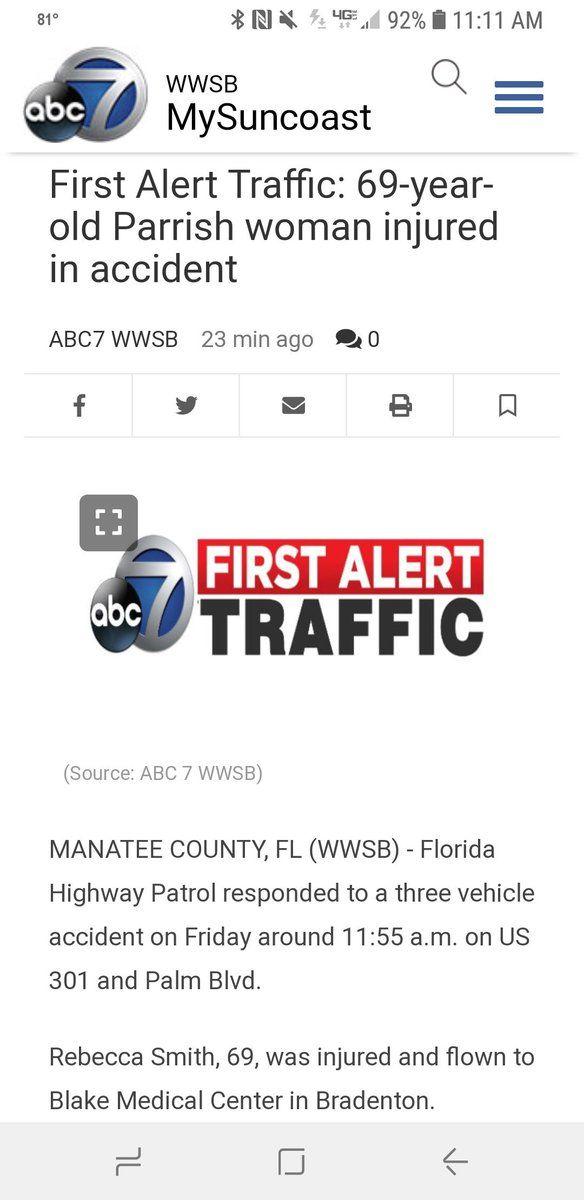 WWSB Logo - ABC7 Sarasota Alert Traffic: 69 Year Old Parrish