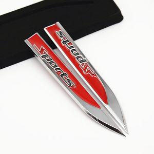 Red Dagger Logo - 2x Car Fender Sticker Dagger Red Sports Metal Decoration 3M Decal