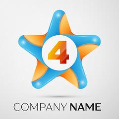 Colorful Rhombus Logo - Number four vector logo symbol in the colorful rhombus on black